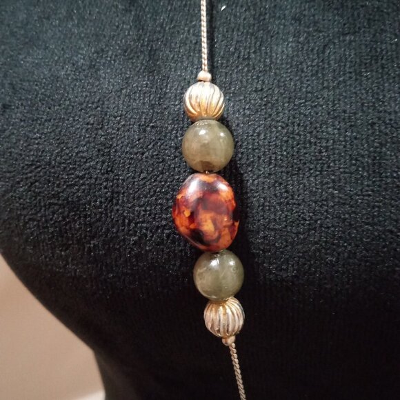 Womens Modern Fashion Multicolor Charm Beaded Long Necklace with Round Clasp - Picture 8 of 10